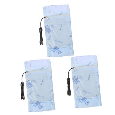Toyvian 3-Piece USB Portable Milk Warmer Bag with Insulation and Thermostat, Blue