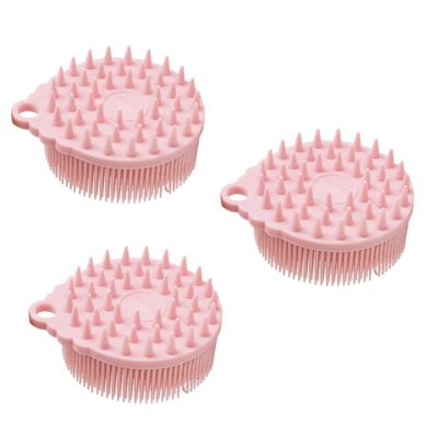 FOMIYES 3-Piece Silicone Scalp and Body Scrub Brush Set, Pink