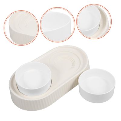 Kisangel Elevated Cat Bowl, Angled, Flat and Wide, Ceramic and PP, Easy to Clean