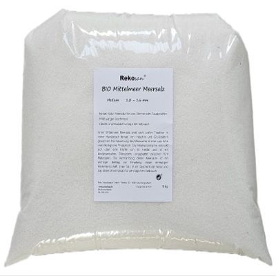 Rekosan Organic Mediterranean Sea Salt 10 kg, Medium, 1.0–1.6 mm