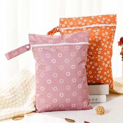 Treer 2-Pack Reusable Baby Diaper Wet Bags, 26 x 36 cm, Daisy Print