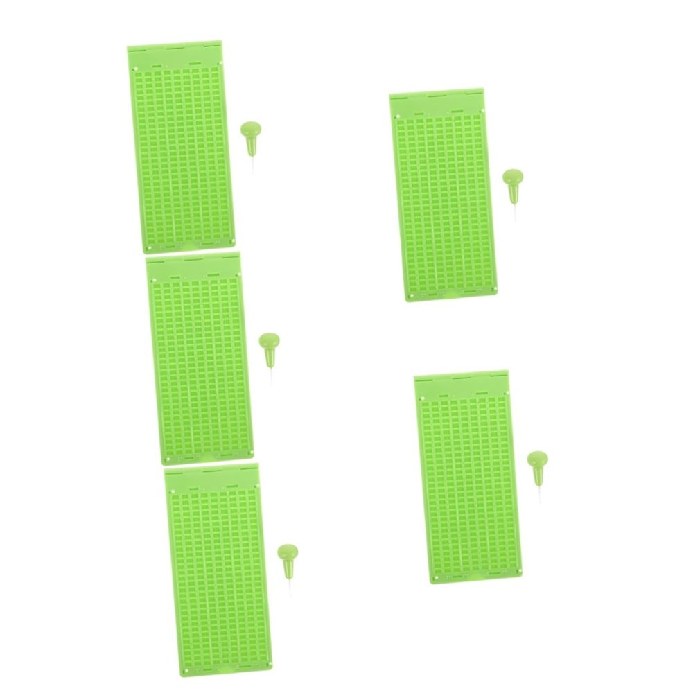 FOMIYES 5-Piece Braille Slate and Stylus Set for Blind Users, Plastic Braille Writing Board and Learning Tool, Light Green