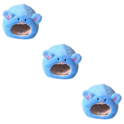 BESPORTBLE 3-Piece Hanging Hamster Nest, Plush Winter Bed, Blue