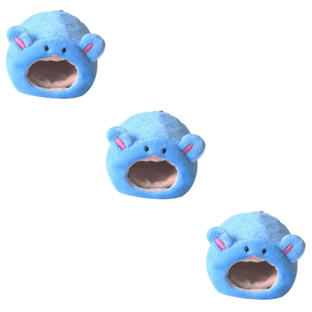 BESPORTBLE 3-Piece Hanging Hamster Nest, Plush Winter Bed, Blue