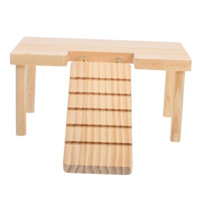 INOOMP Small Hamster Platform with Ramp and Ladder, Wood, Two Levels