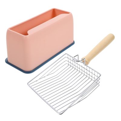 BESPORTBLE Stainless Steel Cat Litter Scoop with Wide Opening and Fine Sieve, Lightweight and Durable, with Holder