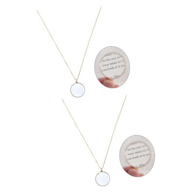 2-Pack Magnifying Necklace Pendant, 5X Optical Magnifier, Gold, FOMIYES