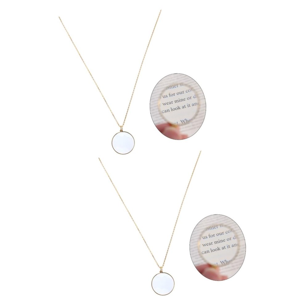 2-Pack Magnifying Necklace Pendant, 5X Optical Magnifier, Gold, FOMIYES