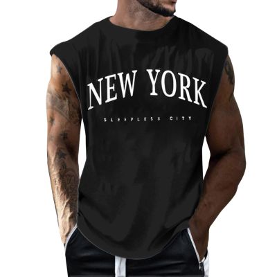 Men's Tank Top, Basic Athletic Muscle Shirt with Print, Crew Neck Fitness Undershirt, Sustainable Tee Top, 2024