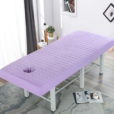Chickwin Massage Table Cover with Face Hole, Washable Fitted Sheet, 70 x 190 cm, Purple Plaid