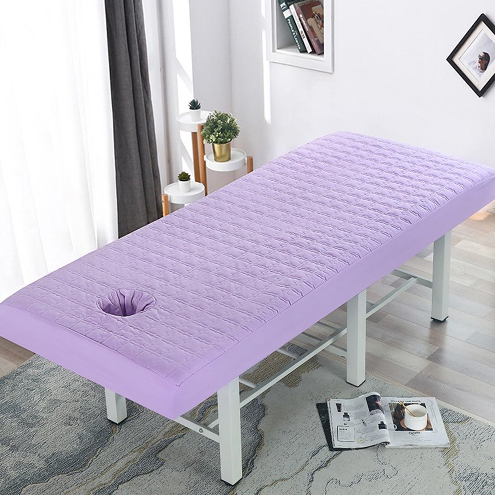 Chickwin Massage Table Cover with Face Hole, Washable Fitted Sheet, 70 x 190 cm, Purple Plaid