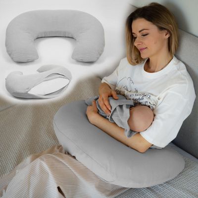PaLulli Muslin Nursing Pillow Cover, 100% Muslin Cotton, Gray