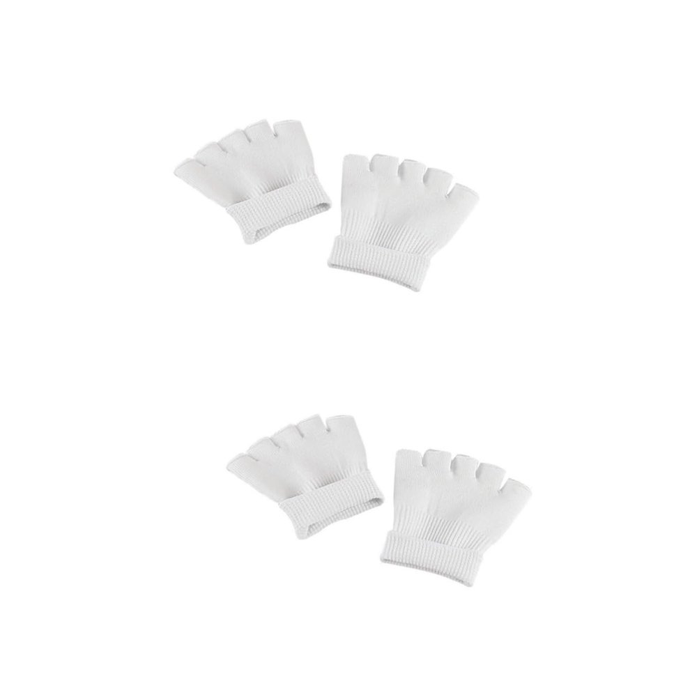 SAFIGLE 2 Pairs Women's Five-Toe Gel Non-Slip Half Socks, White, One Size