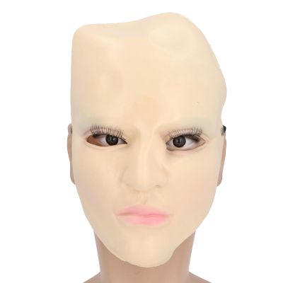 Realistic Women's Latex Face Covering with Blue Eyeshadow for Cosplay Parties