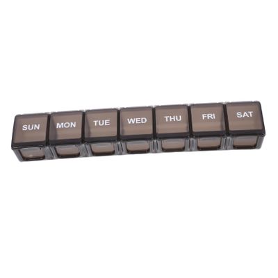 Portable Pill Box with 7 Compartments for Daily Doses, Black