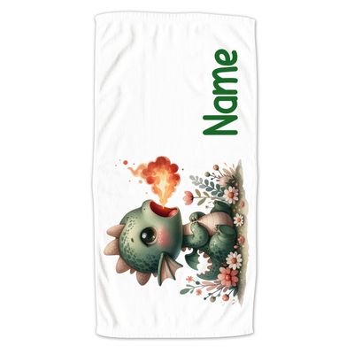 GRAZDesign Personalized Dragon Towel with Name, Kids' Bath Towel for Boys - 140 x 70 cm