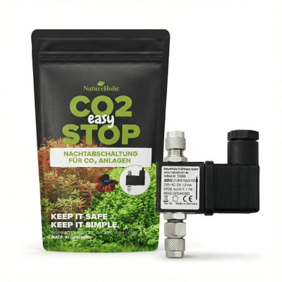 NatureHolic CO2 Easy Stop Solenoid Valve for Aquarium CO2 Night Shutoff, 4/6 mm Tubing, 1.5 m Cable
