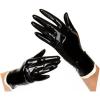 GAYLOP Black and White Trim on Top, Sexy Short Latex Gloves, Rubber Fisting Gloves — Black with Blue, M view 1