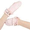 GAYLOP Baby Pink Sexy Latex Gloves with Belts and D-Rings, Ruffles, White, XXL view 1