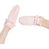 GAYLOP Baby Pink Sexy Latex Gloves with Belts and D-Rings, Ruffles, White, XXL view 4
