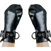 GAYLOP Black and Pink Latex Mittens with Cat and Puppy Paw Prints, Belts and D-Rings, Size S view 2