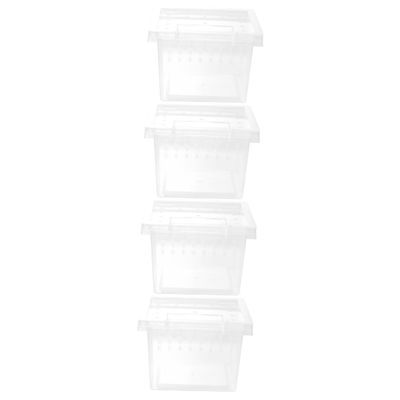 BESPORTBLE 4-Piece Transparent Reptile Breeding Box for Spiders, Geckos and Insects, Ventilated Plastic Terrarium Container for Pet Keeping and Transport