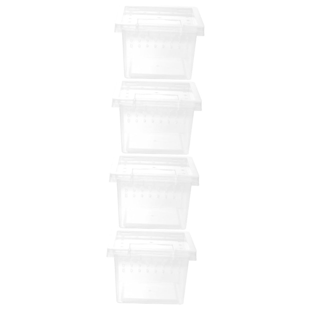 BESPORTBLE 4-Piece Transparent Reptile Breeding Box for Spiders, Geckos and Insects, Ventilated Plastic Terrarium Container for Pet Keeping and Transport