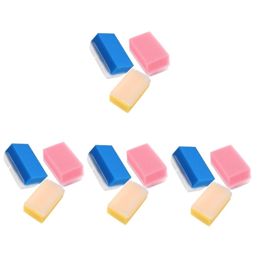 FRCOLOR 4 Sets Baby Bath Brushes, Soft Sponge Massage Brushes for Newborns, 3-Piece Sets x 4