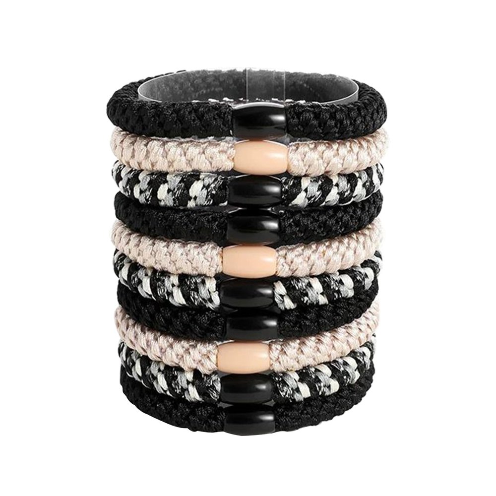 RTRTGS 10-Pack Elastic Hair Ties for Women and Girls, Cotton Bands for Thick and Curly Hair