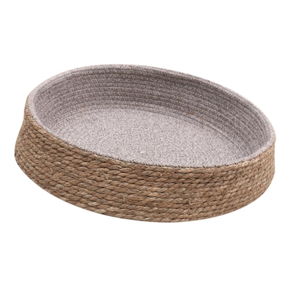 Round Pet Bed for Home, Handwoven Grass-Wicker Sleeping Nest