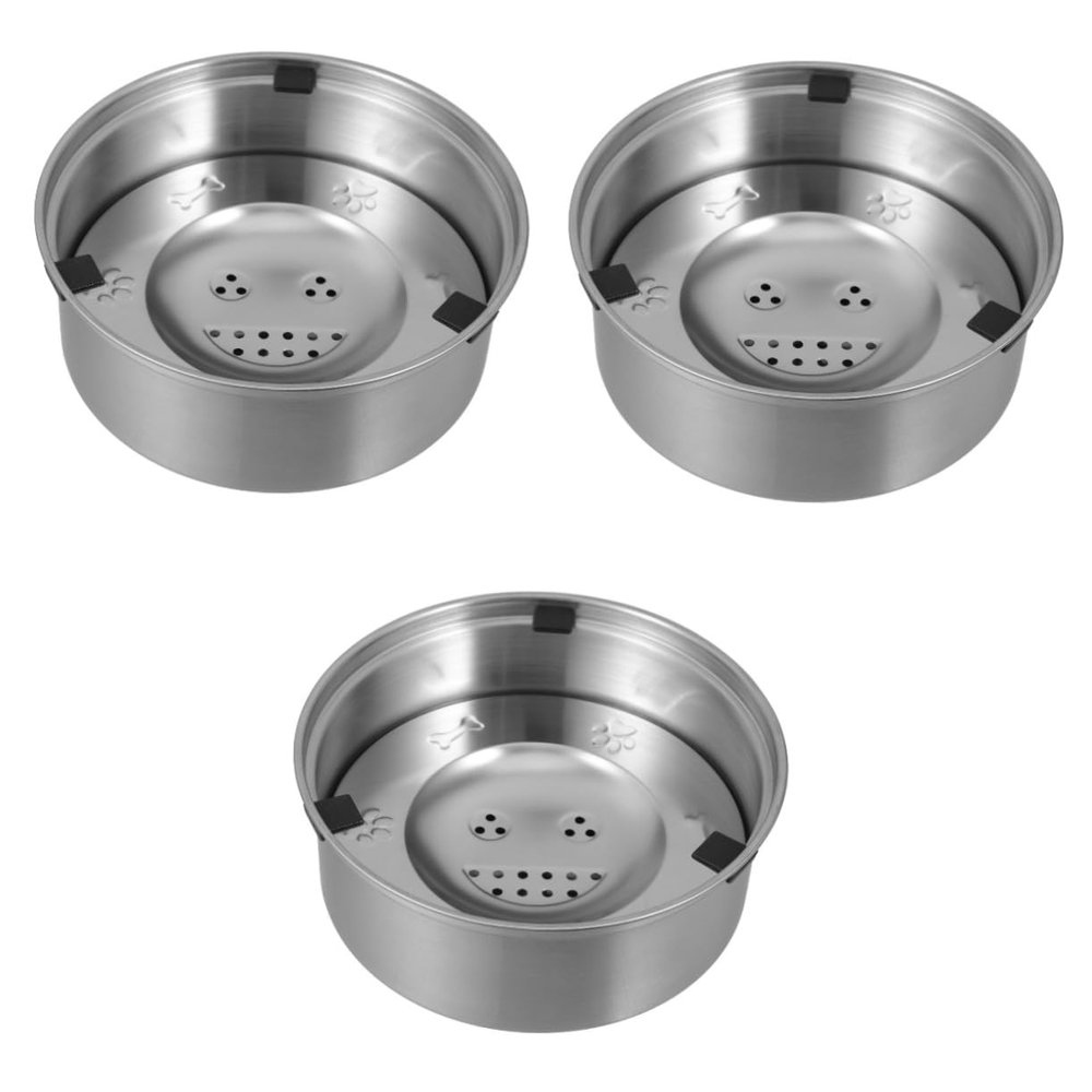 BESPORTBLE 3-Piece Stainless Steel Dog and Cat Bowls with Anti-Splash Slow-Drinking Design