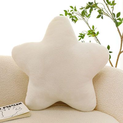 champracer Plush Star Pillow, Decorative Pillow for Children's Room, 50 cm, White
