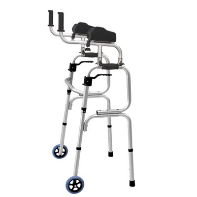 sjdoPulse Folding Walker for Adults with 2 Wheels and Removable Armrest Pads, Silver