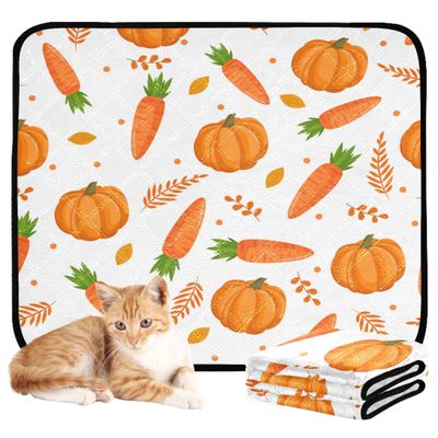Washable Dog Crate Mats, Non-Slip, 61 x 91.4 cm + 91.4 x 106.7 cm, Orange Carrots and Fall Leaves, 2-Pack