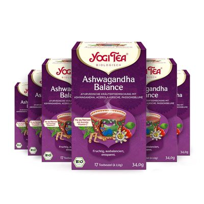 Yogi Ashwagandha Balance Tea, Fruity Herbs, 6 x 17 Bags (102 Tea Bags)