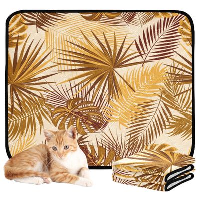 Washable Non-Slip Dog Training Pads for Cars, 20 x 24 in, Gold Tropical Botanical Leaf, 3-Pack