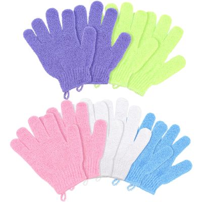 Bamboo Exfoliating Shower Gloves with Hanging Loop, 5 Colors