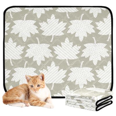 Water-Absorbing Dog Bowl Mat, Washable Pee Pads, Non-Slip Floor Mat, 20 x 24 in, Vintage Maple Leaf Geometric Pattern, 3-Pack