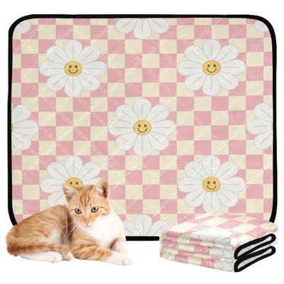 Washable, Non-Slip Dog Pee Pads, 20 x 24 in, Retro Chamomile Pattern, 3-Pack