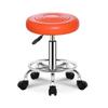ZHOUXIAO Round Rolling Stool Ottoman Chair with Wheels, Adjustable Orange Salon Stool view 1