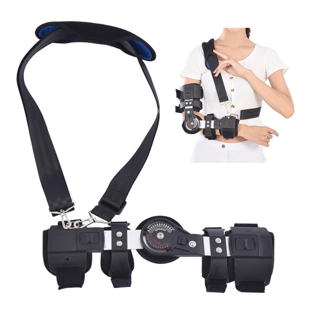 FXNFXLA Length-Adjustable Hinged Elbow Brace, ROM Elbow Immobilizer with Strap Loop, Post-Op Arm Elbow Splint