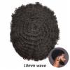 Natural-Looking Men's Afro-Wavy Hairpiece, 120% Indian Human Hair, #1B Black view 3