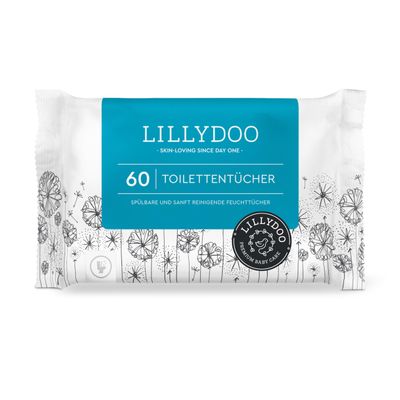 LILLYDOO Moist Toilet Wipes, 60 Count