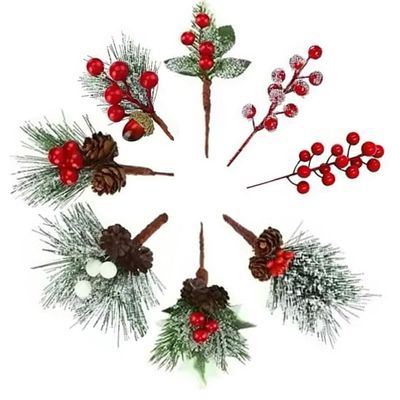Mzshne Artificial Mini Pine Needles with Tiny Pine Cone Picks