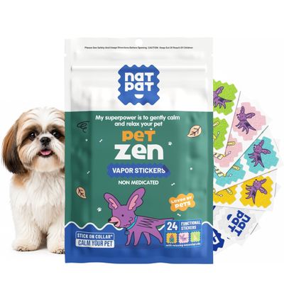 NATPAT Pet Zen Calming Patches for Dogs and Cats, Non-Medical, for Stress Relief During Travel, Fireworks and Separation Anxiety, Long-Lasting and Non-Toxic, 24 Patches