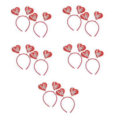 FRCOLOR 10-Piece Valentine's Day Love Heart Headbands for Women, Red Heart Photo Booth Props