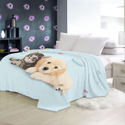 Fluffy Blue Personalized Animal-Print Blanket, Super Soft, Warm, 130 x 200 cm