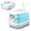 SHEHUALI Automatic Cat Litter Box, Foldable Large Portable Litter Pan with Scoop Storage, Leak-Resistant, Cyan view 1