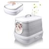 SHEHUALI Automatic Cat Litter Box, Foldable Large Portable Litter Pan with Scoop Storage, Leak-Resistant, Cyan view 3