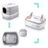 SHEHUALI Automatic Cat Litter Box, Foldable Large Portable Litter Pan with Scoop Storage, Leak-Resistant, Cyan view 4
